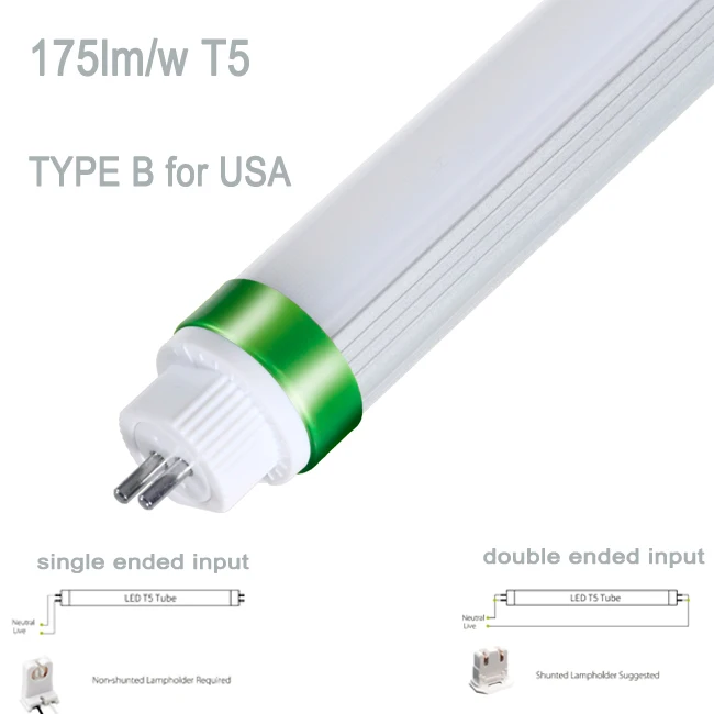 Direct wire 2x54w t5 electronic ballast bypass replacement with 25w t5 led tube TYPE B with internal driver