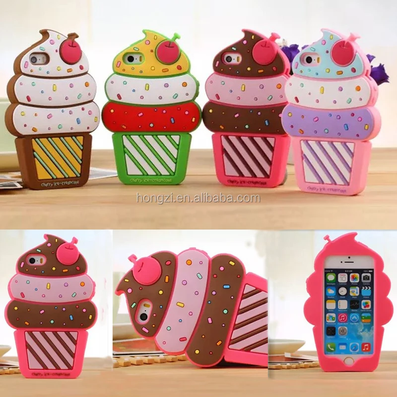 

2016 gift Christmas Halloween 3D cute Cherry ice cream soft silicone case For iphone 5 5sse/5c/6 6s 4.7inch