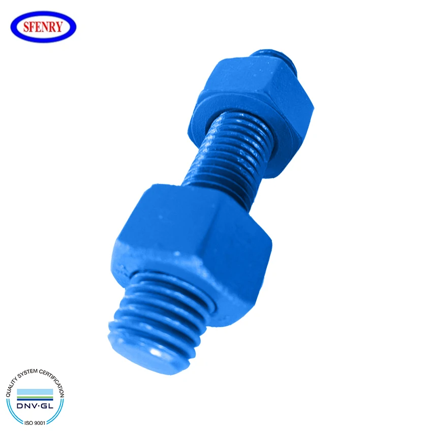 Sfenry ASME B18.31.2 Blue Xylan PTFE Coating Stud Bolts And Hex Nuts