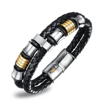 

2019 New Arrivals 316L Stainless Steel Jewelry White With Gold Magnetic Buckle Bracelets For Men Black