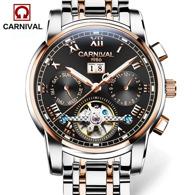 2019 Popular Carnival Wristwatch Stainless Steel Strap 8759G Mechanical Movement Men's Watch