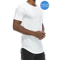 

custom t shirt printing t-shirt Mens Oversized Longline T-shirt Blank White Plain Rounded Curved Hem long T-Shirt