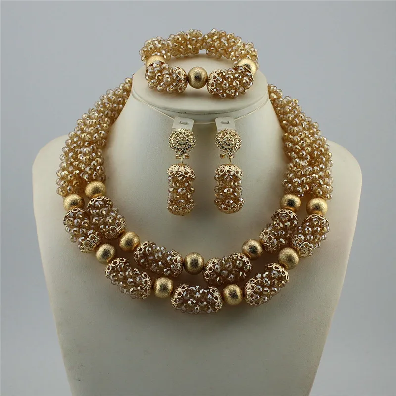 

Fashion Elegant Bridal Imitation Pearl Nigerian Wedding African Beads Jewelry Set Crystal Indian Necklace and Earring set, Picture