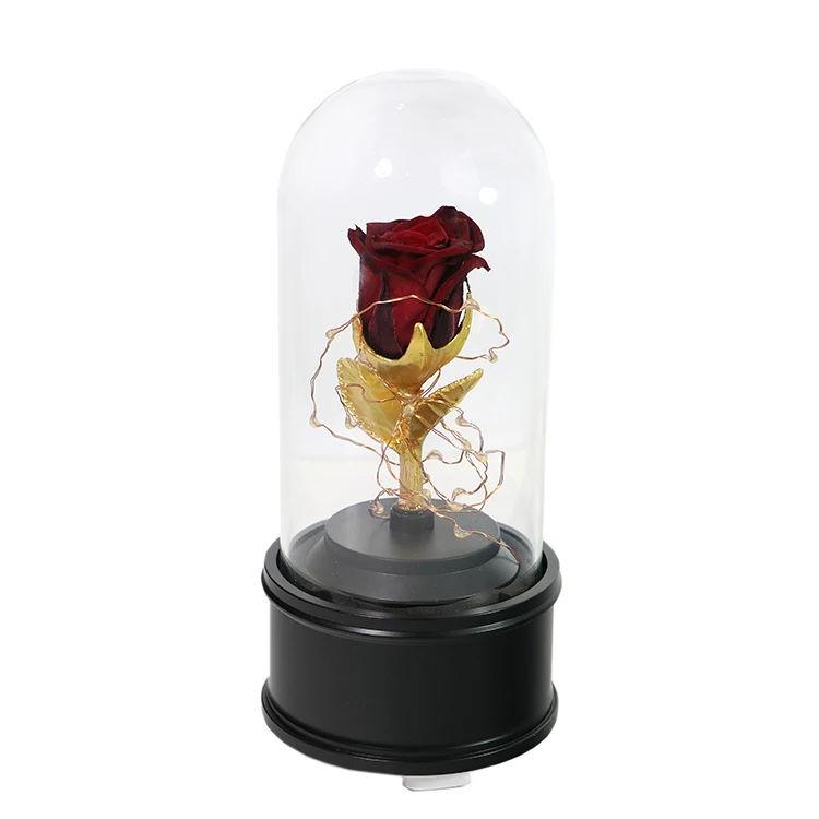 

2019 High quality Romantic natural preserved rose speaker wireless bluetooth speaker for home decoration, Pink;black