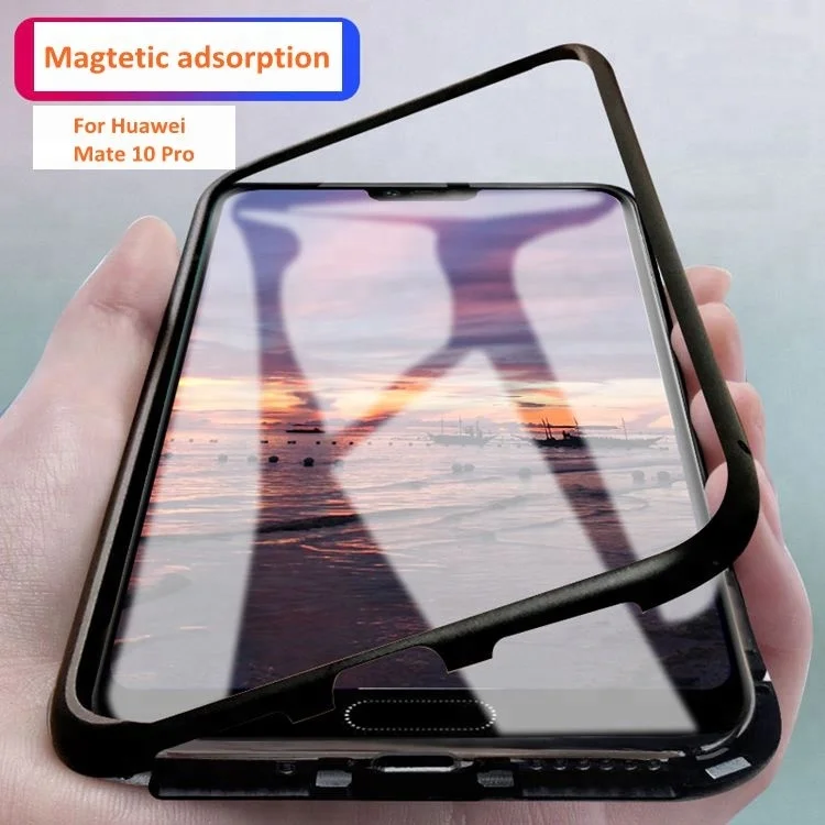 9H Tempered glass back aluminum frame Magnetic Adsorption phone case for Huawei Mate 10 Pro