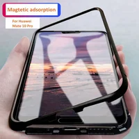 

9H Tempered glass back aluminum frame Magnetic Adsorption phone case for Huawei Mate 10 Pro