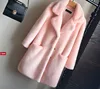 New style pink fluffy hairy Large lapel collar faux mink fur long coat for women pink gray,white