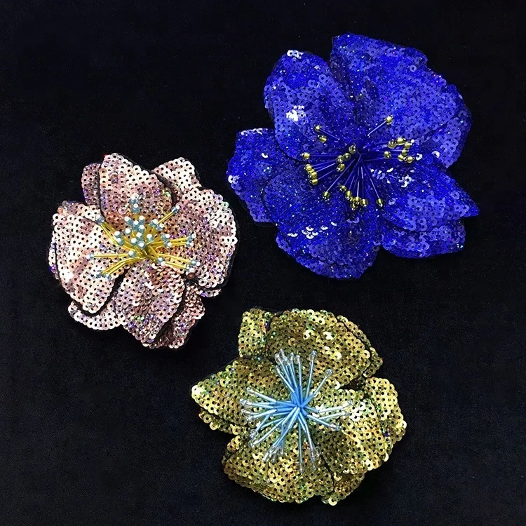 

GUGUTREE handmade beaded embroidery sew on flower patches,embroidered pearls crystals appliques,brooches BBP-115