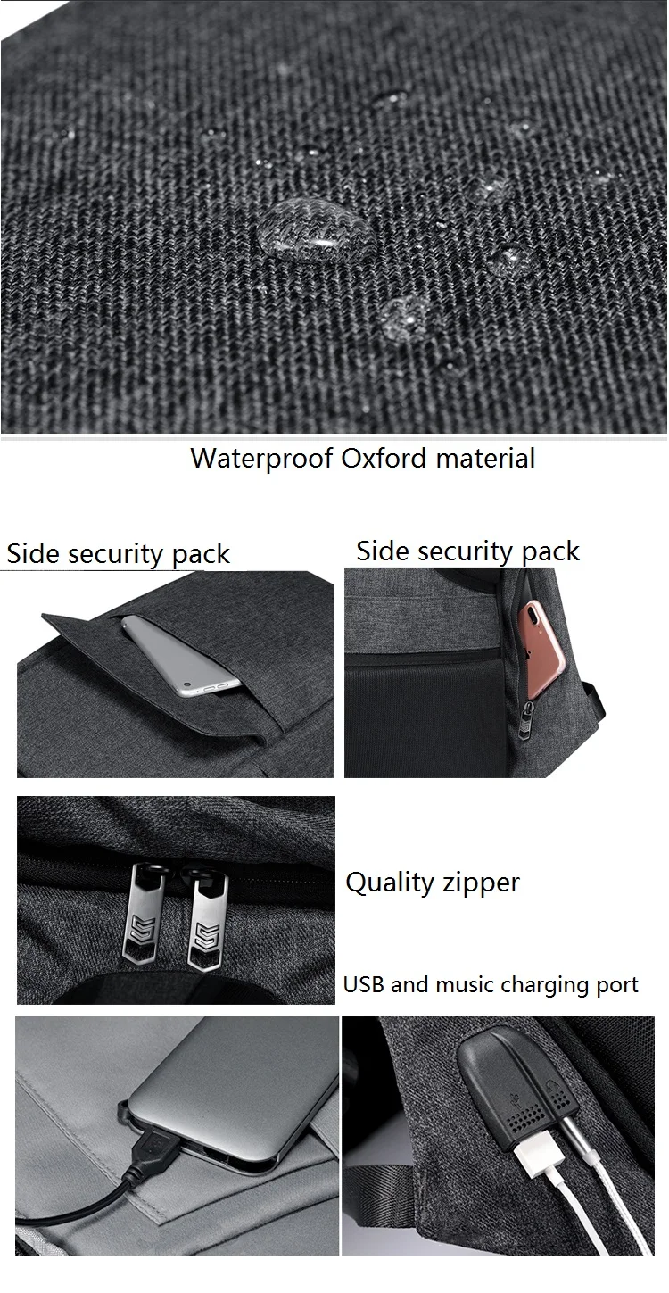 2018 Brand latest design waterproof smart security laptop anti theft lightweight USB day bagpack backpack back pack bag