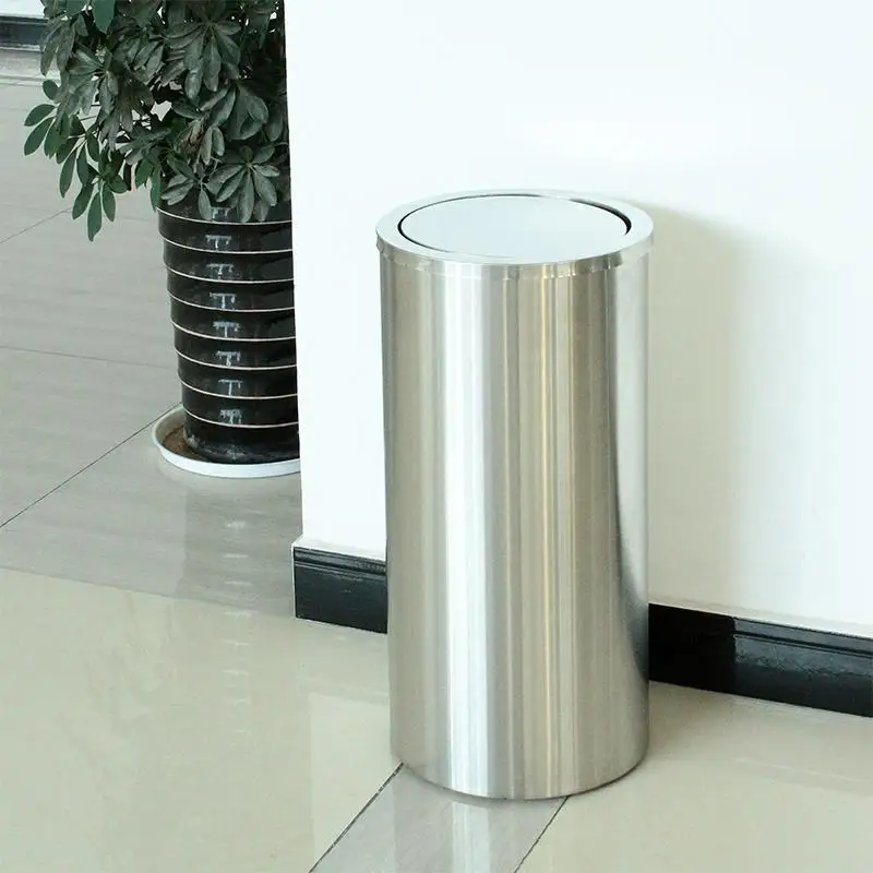 

Swing outdoor shopping mall stainless steel trash bin, Sliver and black