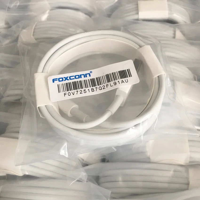 

Original Foxconn cable 2m/6ft 5ic E75 Chip Data USB charging cable for iphone 5 6 7 8 plus X XS MAX DHL Free shipping, White