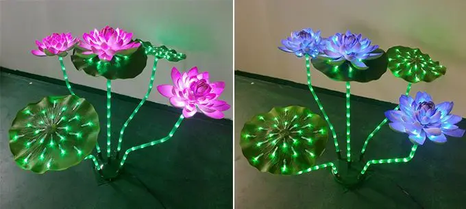 Garden decoration LED blue lotus flower