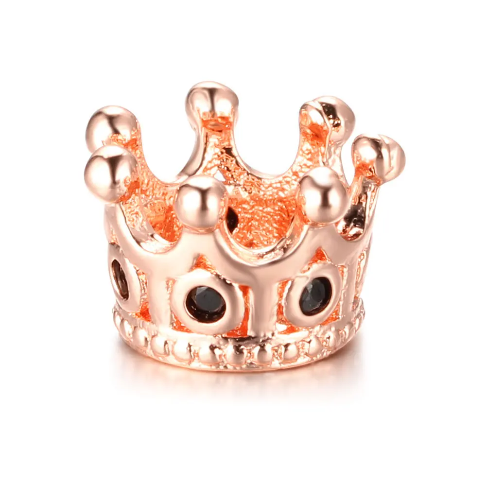 工厂批发 diy 手镯串珠皇冠铜微镶嵌大孔手动松散珠新珠宝配件