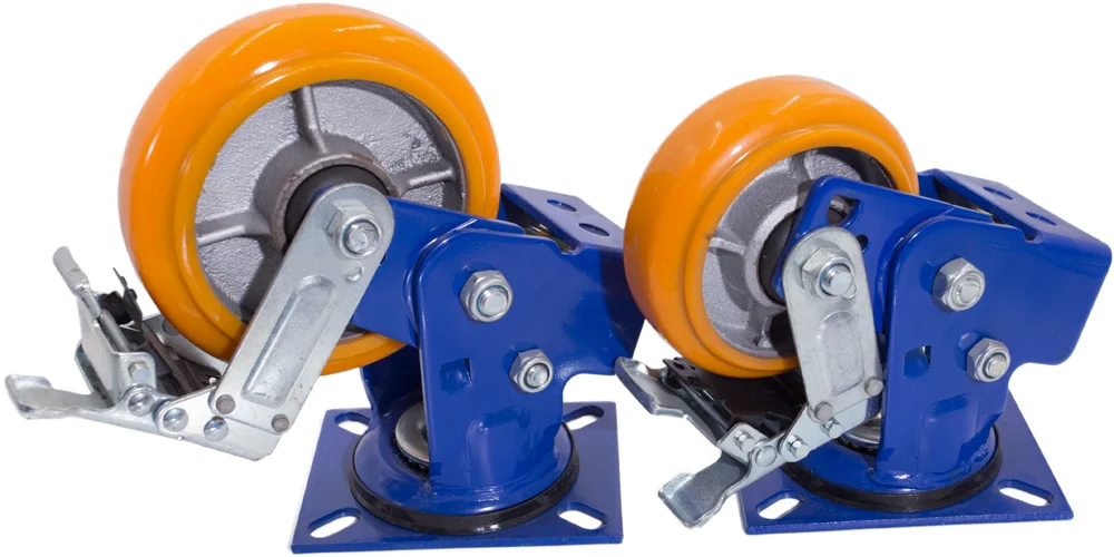 6 Inch Spring Loaded Polyurethane Iron Core Shock Absorber Caster Wheel ...