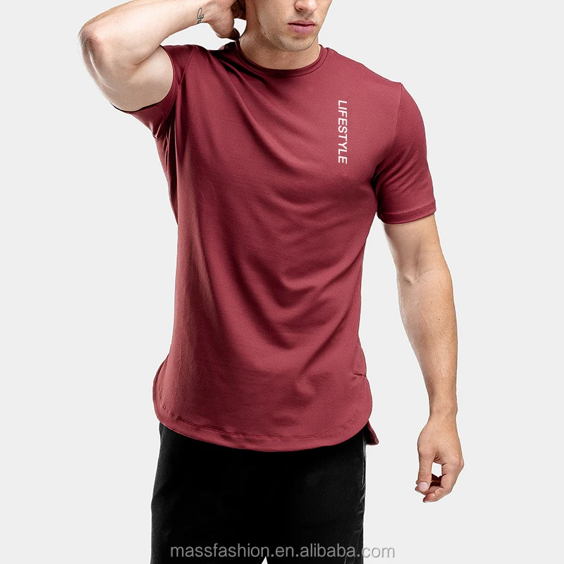 Source Breathable Short Sleeve Side Split T Shirt Wholesale Gym Men Comfort  Fitness T Shirt on m.