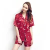 sexy nightwear printing silk sleepwear satin pajama cami set , wholesale women pyjamas