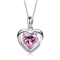 

Exquisite heart custom blue pink 925 silver pendant necklace for women
