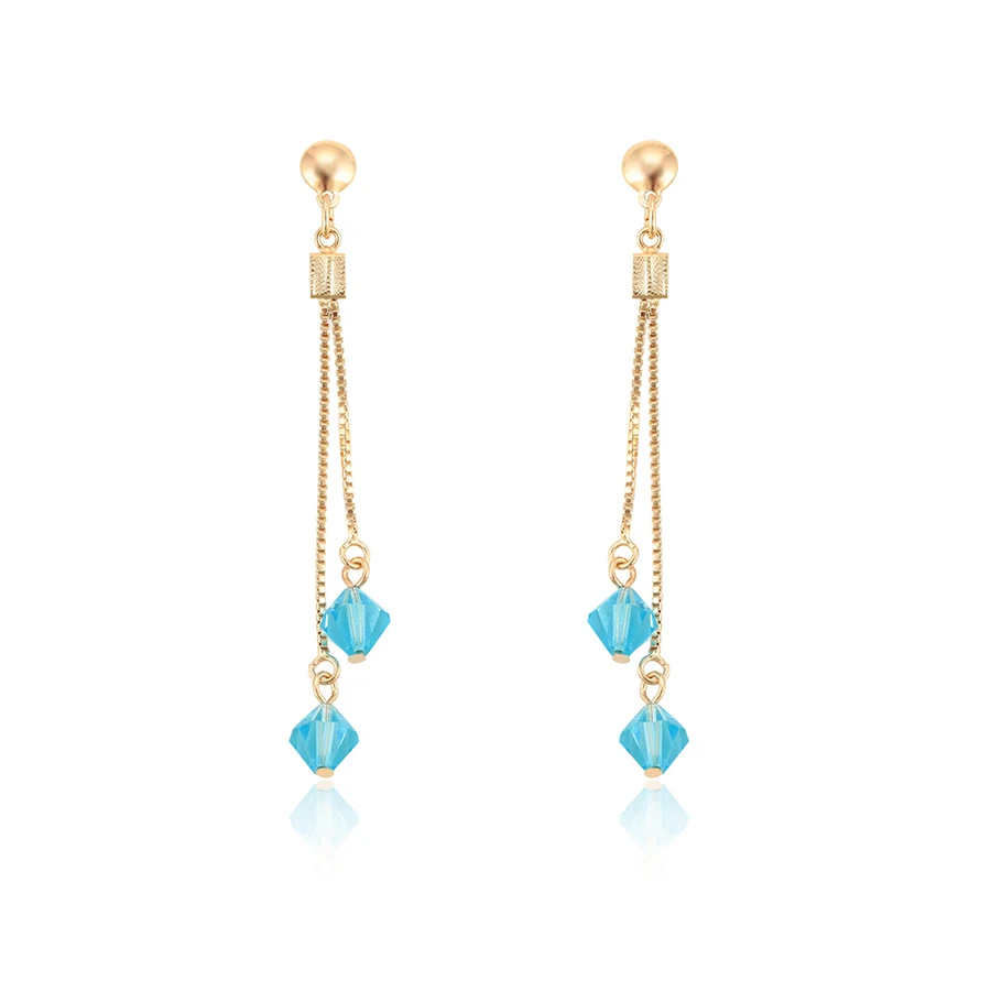 

95621 xuping new selling magnetic blue plastic bead dangle earring in 18k plating jewelry