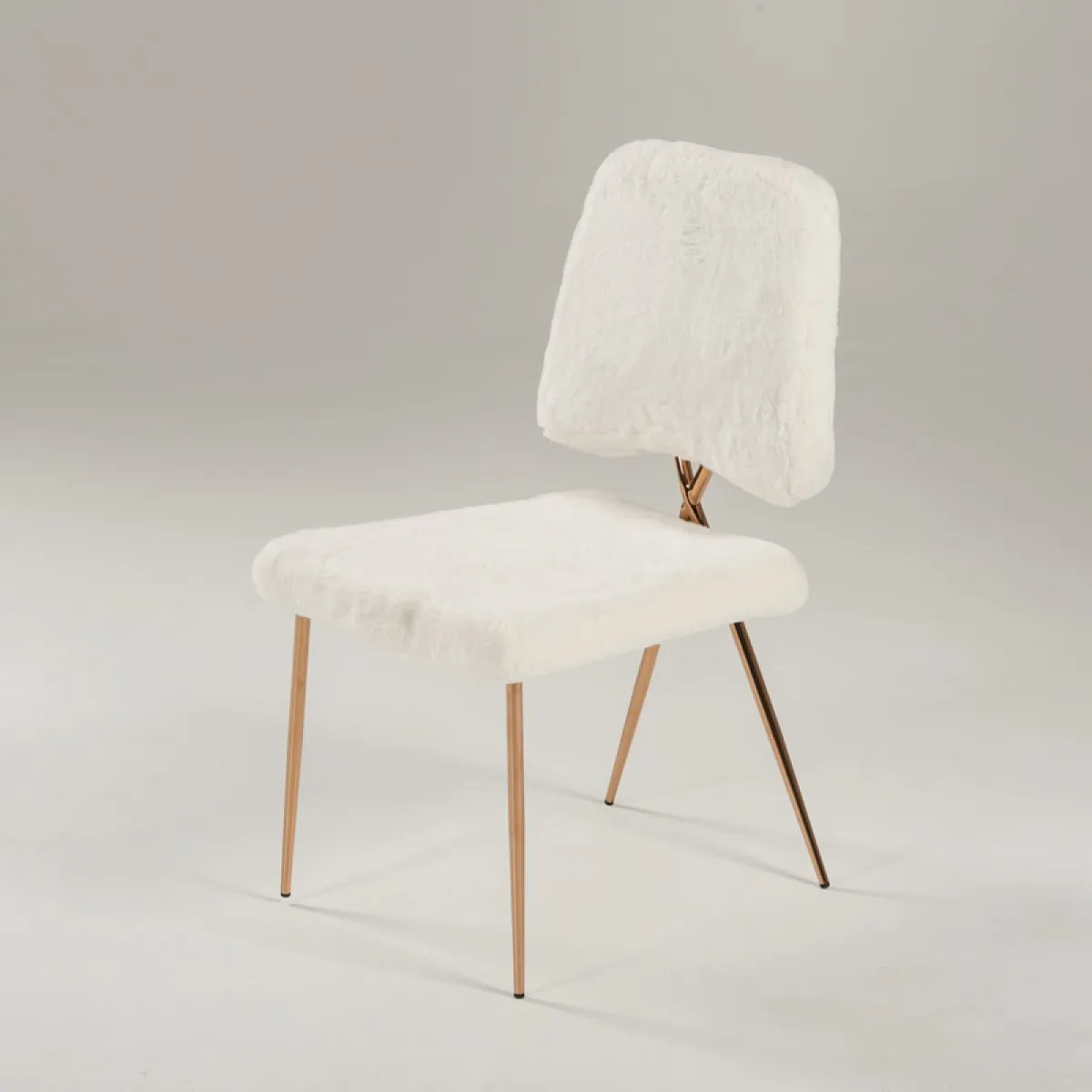 white chair rose gold legs