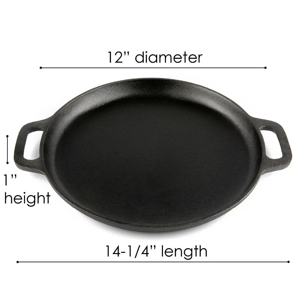 Big Preseasoned With 2 Loop Handles Large Cast Iron Fry Pan Skillet