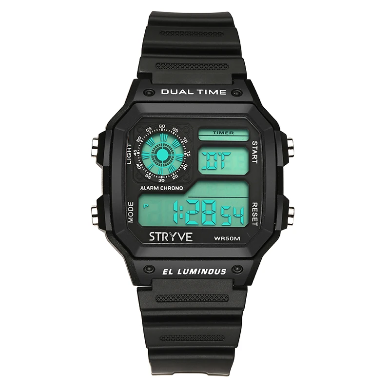 

STRYVE 8013 LED Digital Watch Men Waterproof Alarm Chronograph Mens Watches Top Brand Luxury Sport Watches Men Wristwatches