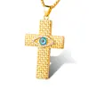 18K Gold Plated Stainless Steel Hip Hop Cross Necklace Jewelry Moissanite Crystal Evil Eye Pendant Charm