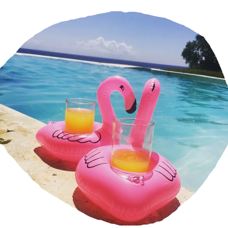 

Inflatable Pink Flamingo Coasters Mini Cup Drink Holder Swimming Pool Float, Pink or customized