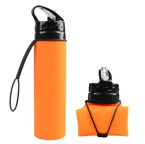 Image of HT100180 New Products 2019 Home and Office Collapsible Water Bottle with Silicone Sleeve