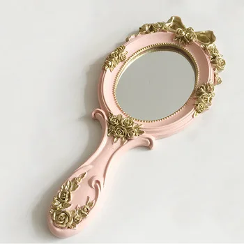 

Europe style Pink Vintage Princess resin makeup handle mirror