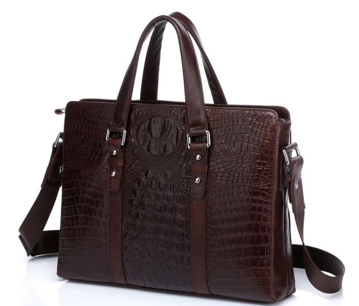 New fashion crocodile grain leather business laptop bag for men