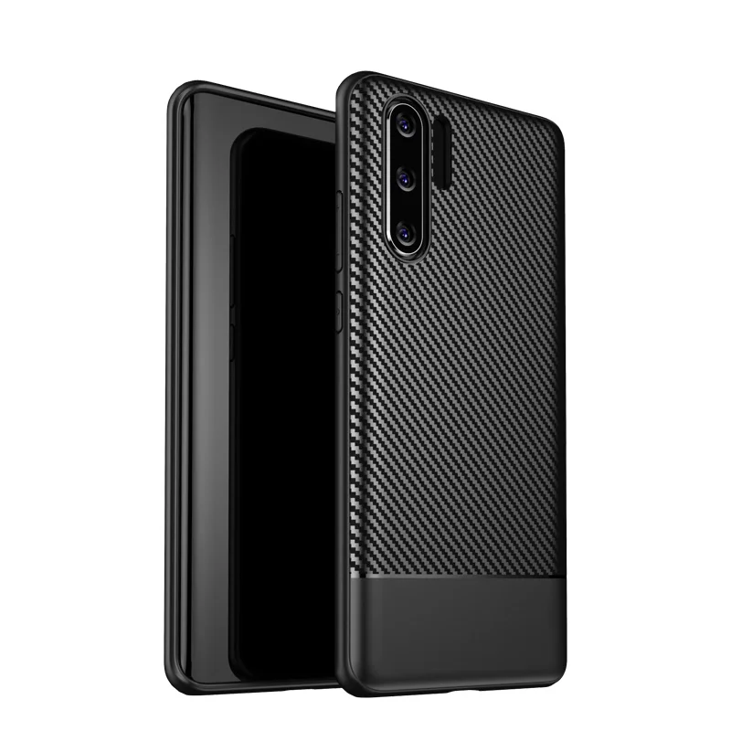 Viseaon Original wholesale durable carbon fiber texture soft TPU silicone phone case for Huawei P30 Pro back covers bags