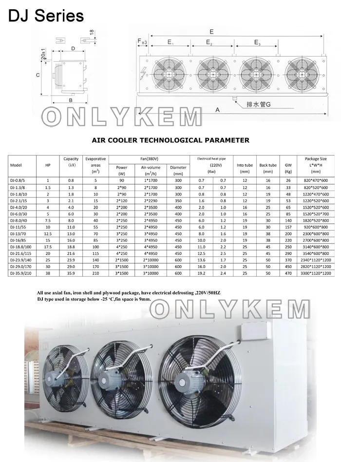 DJ air cooler technogical parameter
