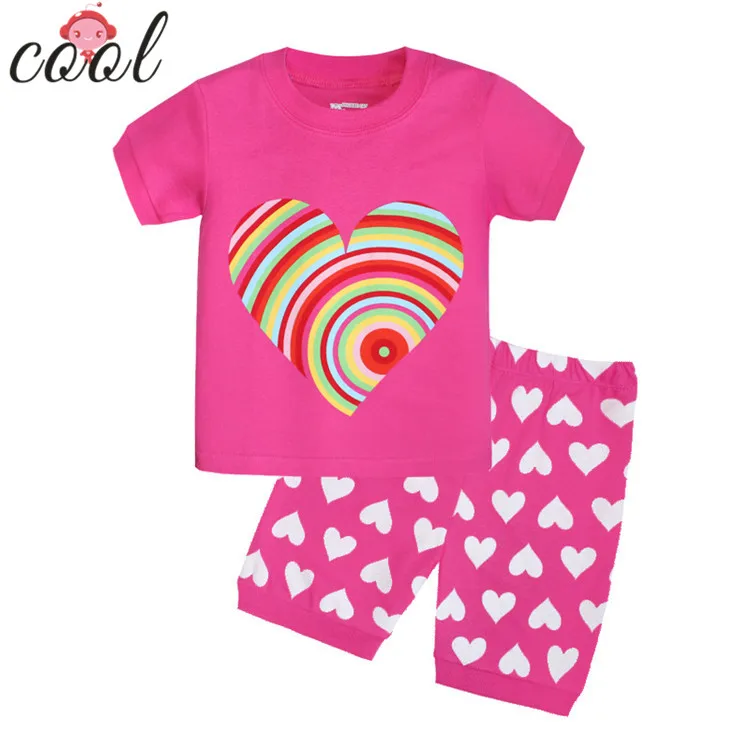 

OEM service custom printing sleepwear kids girls pajamas summer 100% cotton pajamas, As picture