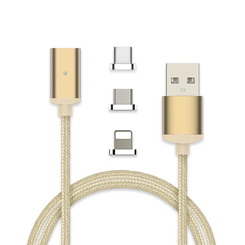 

New style micro magnetic charging cable with otg 3 in 1 USB data cable, Pink / silver / gold