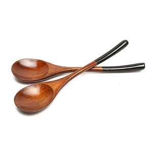 Image of FQ brand ice cream customized serving wooden long handle soup spoon