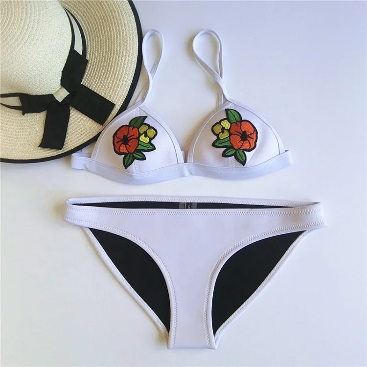 

2019 trends swimwear neoprene bathing suit sexy bikini, White