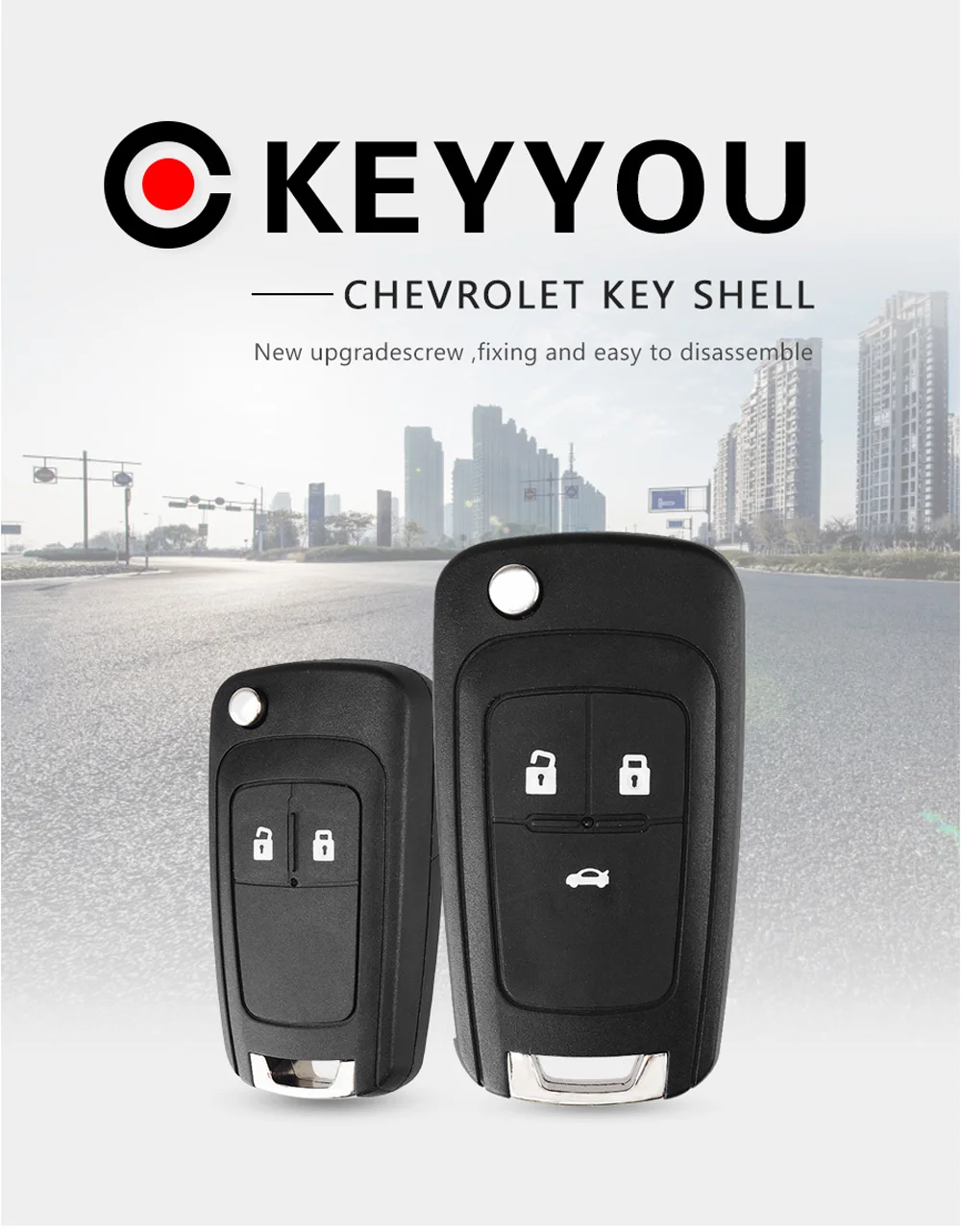 Keyyou Flip Folding Remote Car Key Shell For Chevrolet Cruze Epica Lova Camaro Impala 3 Buttons Hu100 Uncut Blade Buy Cruze Key Chevrolet Epica Chevrolet Key Product On Alibaba Com
