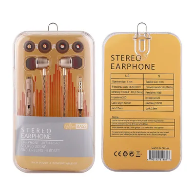

Colorful metal wired bass earphone stereo headphone, Pink/gold/blue/black
