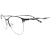Lightweight Optical Spectacle Frames Most Popular Women Fashion Wave Temple Diamond Decor Black Metal Eyewear Optical Frame