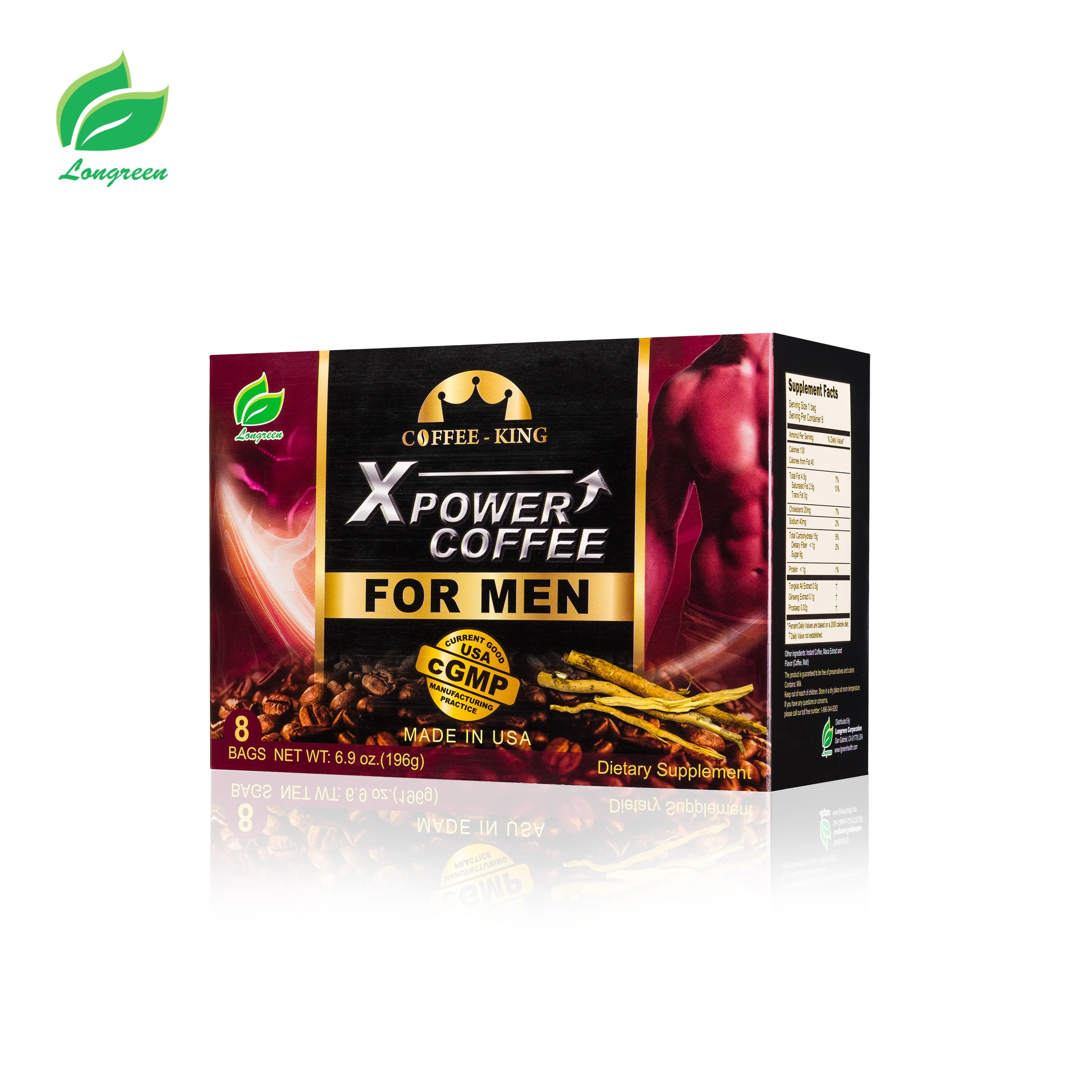 
USA OEM tongkat ali maca root extract power coffee for men sex men coffee 