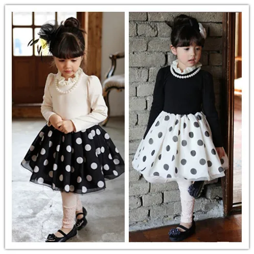 

Lace Collar Black And White Party Princess Kid Dresses, As pictures or as your needs