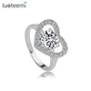 LUOTEEMI Favorites Compare 2015 New Arrival Rhodium Wedding Rings for Women Wholesale Jewelry Sweet Love Heart Ring