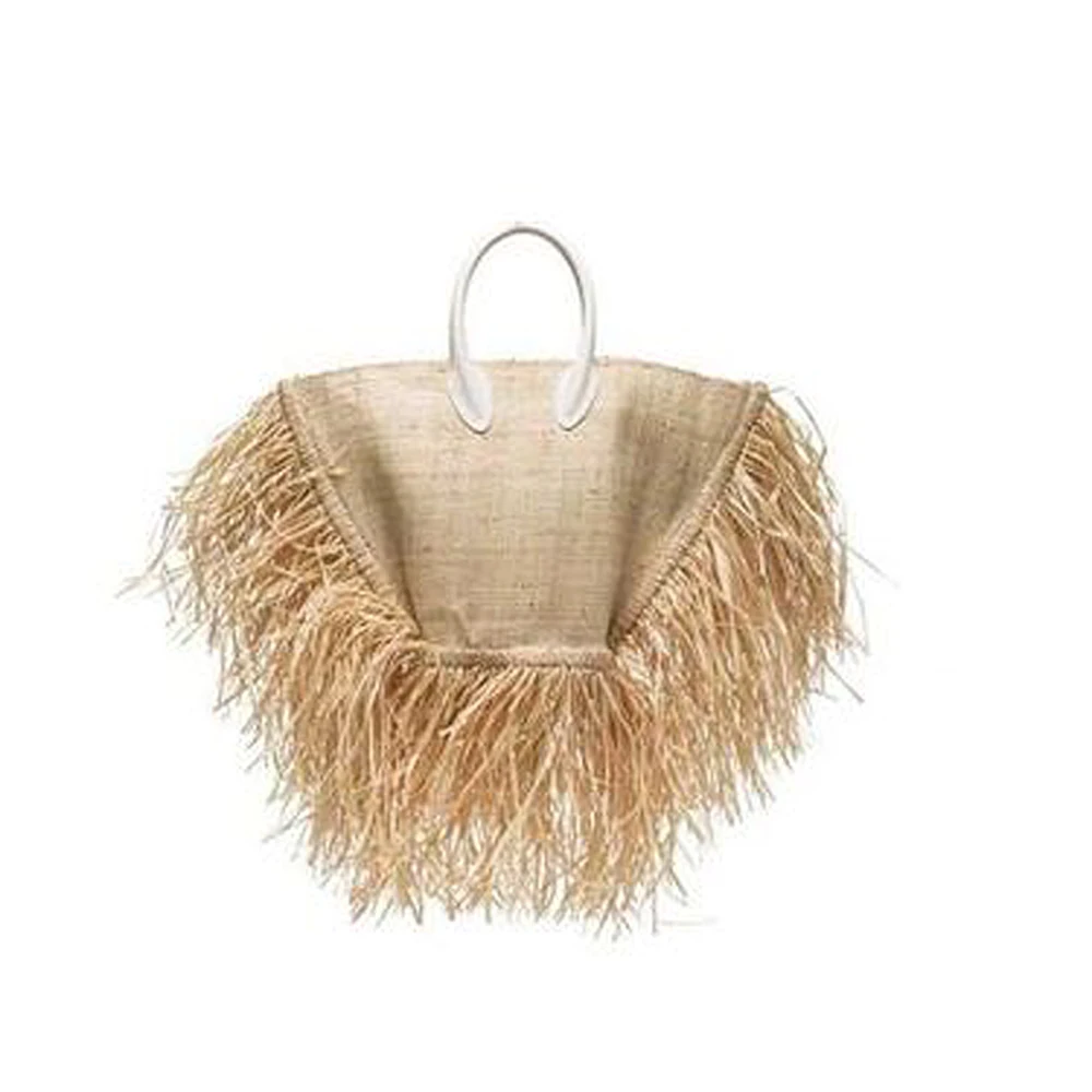 

Fashion unique tassel Straw bag beach woven Tote Travel bags, Customizable
