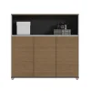 modern high quality melamine wooden three door file storage with open shelf