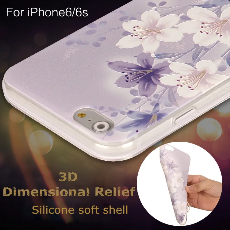 3D Relie Soft TPU Painted phone case For Apple iphone 6/6S Ultra thin Cartoon Protector back cover Mobile phone housing