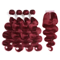 

vendors burg# color wine red body wave burmese raw hair weave bundles with frontal closure hair