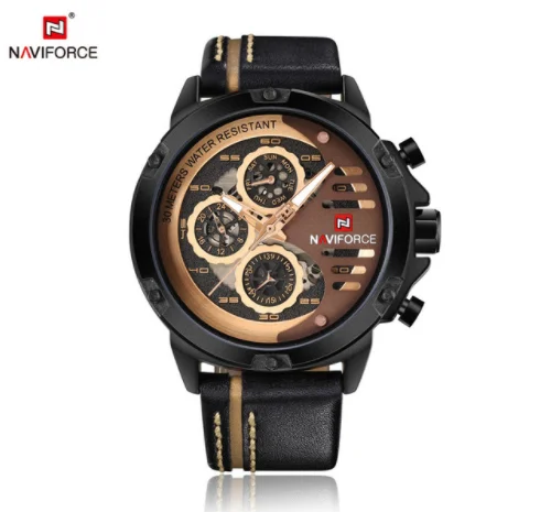 

NAVIFORCE Men Watch Date Week Sport Mens Watches Top Brand Luxury Military Army Business Genuine Leather Quartz Male Clock 9110