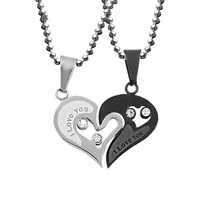 

1 Pair Mens and Men Stainless Steel Chain Black Heart Love necklace