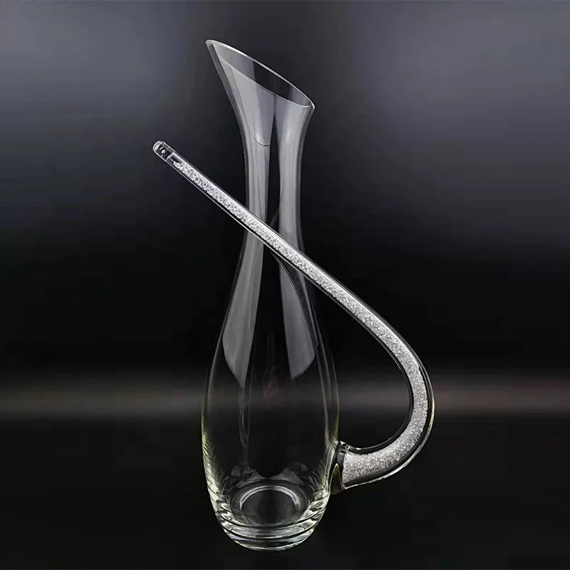 

Wholesale Wine Decanter Glass Carafe With Diamond Glass Handle