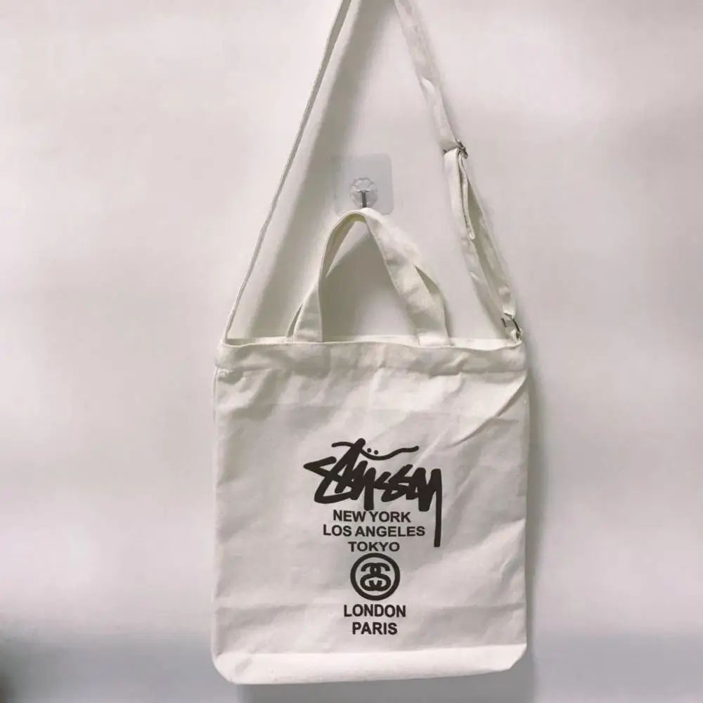 
Custom printed cotton canvas shoulder bag calico with zipper 